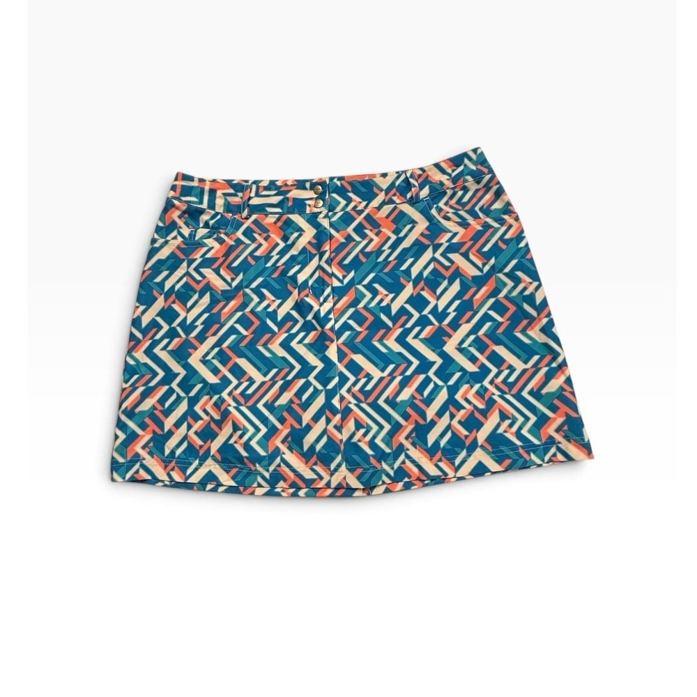 Slazenger Womens 12 Golf Skort Hydro-Dri Pink White Blue Geometric Print Sporty